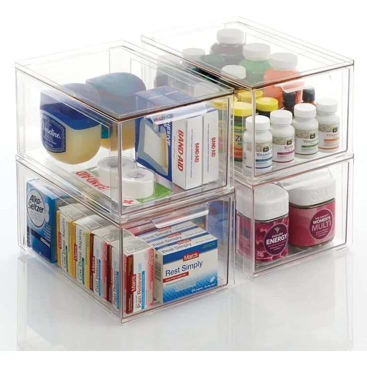 mDesign Aufbewahrungsbox Organizer Schubladenbox 4er-Set stapelbar Transparent – Bild 4