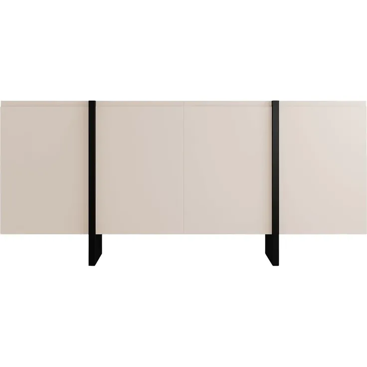 Vente-unique - LUVONIA Sideboard Holz, Platte SchwarzBeige - B 45 cm x H 81 cm x L 180 cm – Bild 3