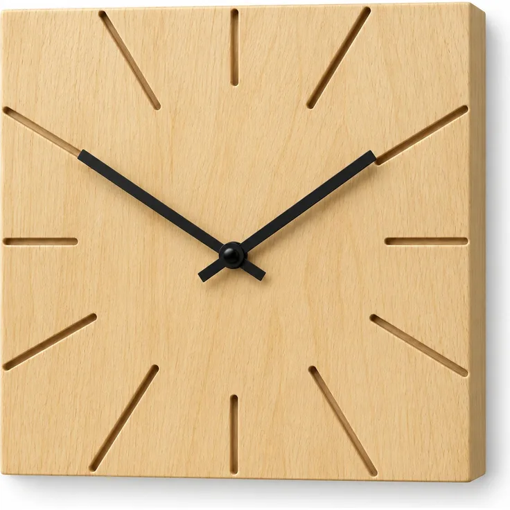 Natuhr Wanduhr W8003B Beam Wand- und Tischuhr aus Massivholz Buche – Buche natur – 17 × 17 × 4 cm