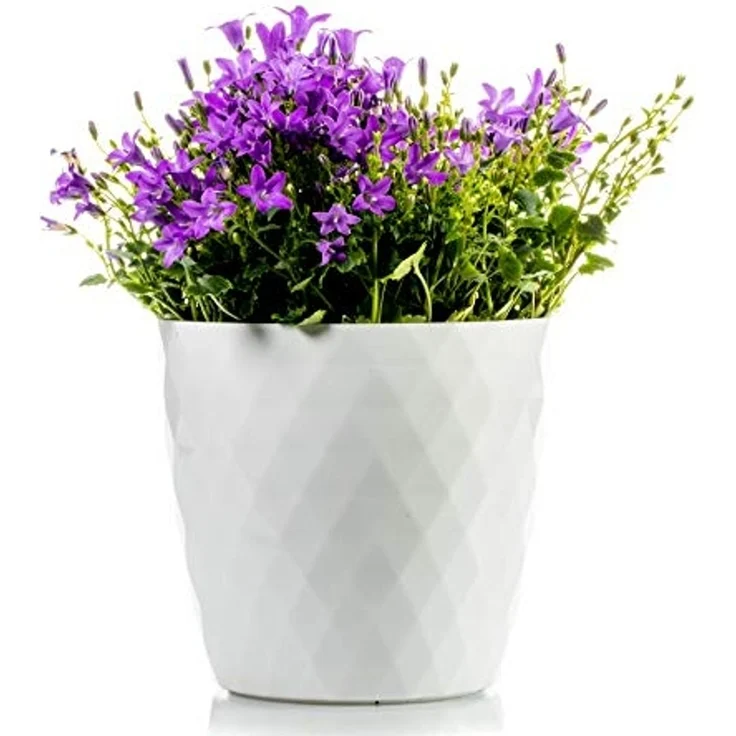 Centi Pflanzkübel Moderner Blumentopf weiß glänzend Facettenoptik (3er-Set) – Bild 5