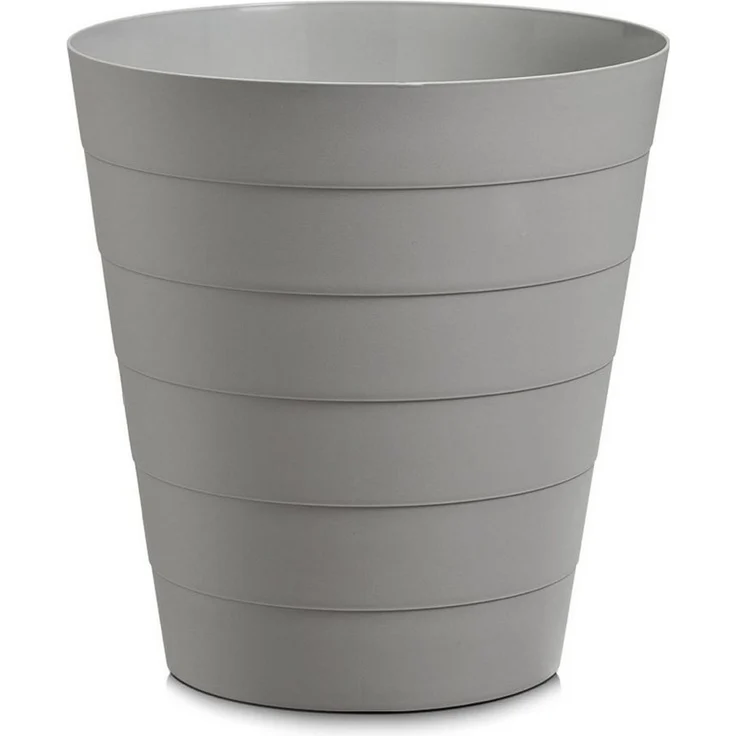 Basera® Mülleimer Papierkorb für Büro, Bad, Jugendzimmer & Kinderzimmer, 13,5 Liter, 29 x 29 x 30 cm, Kunststoff, rund, grau – Bild 1