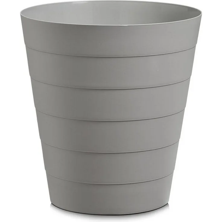 Basera® Mülleimer Papierkorb für Büro, Bad, Jugendzimmer & Kinderzimmer, 13,5 Liter, 29 x 29 x 30 cm, Kunststoff, rund, grau