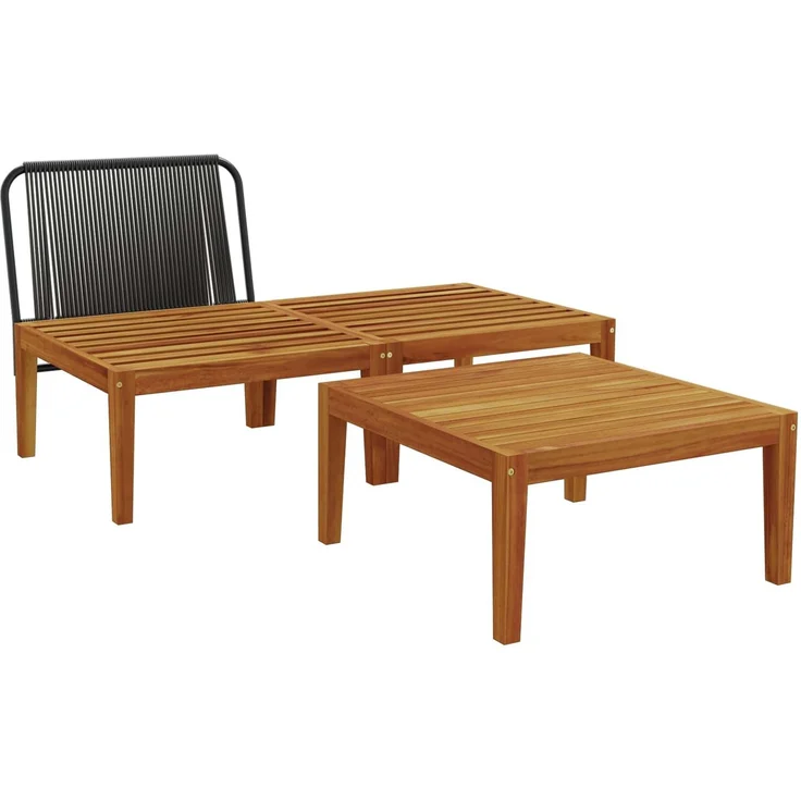 vidaXL 3 Stk. Garten Lounge Set mit Kissen Massives Akazienholz & Seil 42022067 – Bild 4