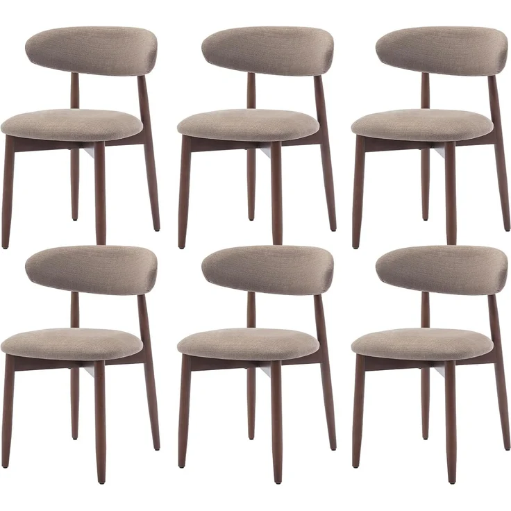 COLAMY Esszimmerstühle 6er Set, Polsternder Stühle Esszimmer mit Rückenlehne, Moderne Küchenstühle Gepolstert, Stoff Dining Chairs mit Back und Holzbeinen für Esszimmer, Küche, Restaurant, Kamel – Bild 1