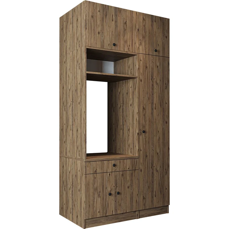 Roomart Schrankwand für Waschküche & Hauswirtschaftsraum – SERIE 1 – 112 cm breit – mit Ausziehbrett – Waschmaschinenschrank & Stauraumlösung • Eiche – Bild 5