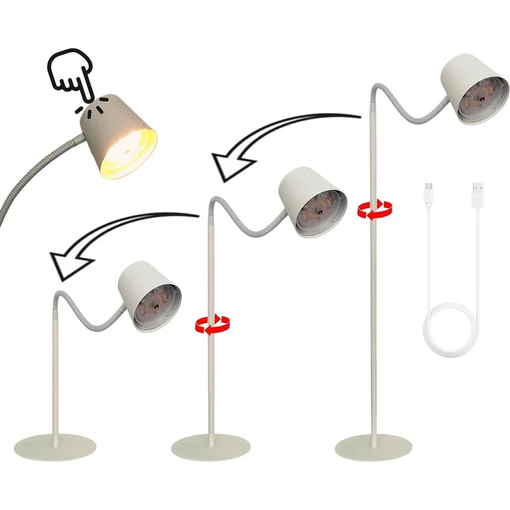 TRANGO LED Stehlampe, 1502W Weiß matt – Kabellos & wiederaufladbar – 6W 2700K warmweiß – Stufenlos dimmbar per Touch – IP44 – Akku Standlampe für Innen & Außen – Höhe 125 cm – USB-C Ladekabel 150cm – Bild 1