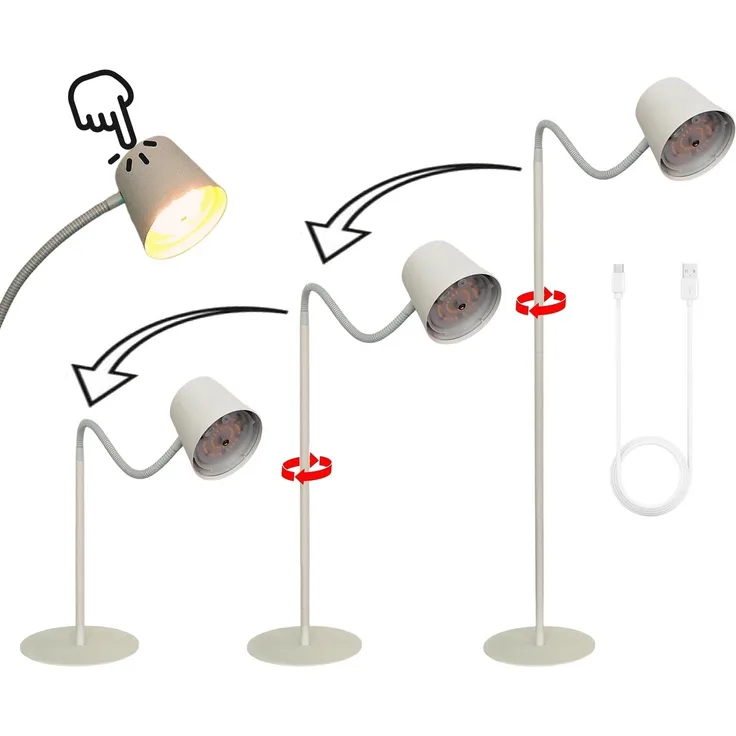 TRANGO LED Stehlampe, 1502W Weiß matt – Kabellos & wiederaufladbar – 6W 2700K warmweiß – Stufenlos dimmbar per Touch – IP44 – Akku Standlampe für Innen & Außen – Höhe 125 cm – USB-C Ladekabel 150cm