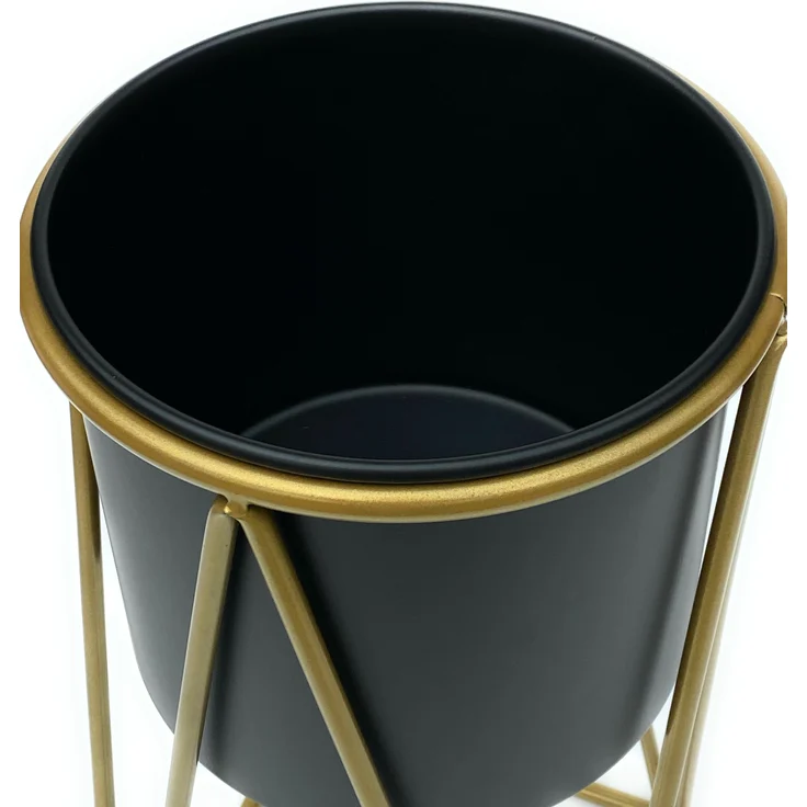 DanDiBo Blumenhocker mit Topf Metall Gold Schwarz S 47 cm Blumenständer 96046 Blumensäule Modern Pflanzenständer Pflanzenhocker – Bild 5