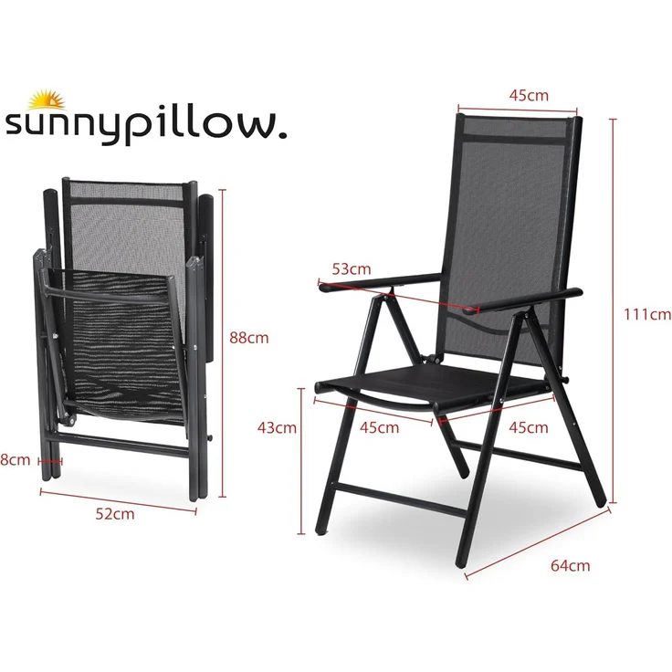sunnypillow 2er Set Gartenstühle und Gartenstuhlauflagen Hochlehner | 120 x 50 x 9 cm Hochlehner Auflage wasserdicht UV-lichtecht | Klappstuhl für Garten Polsterauflagen Stuhlauflage | Cremefarben – Bild 2