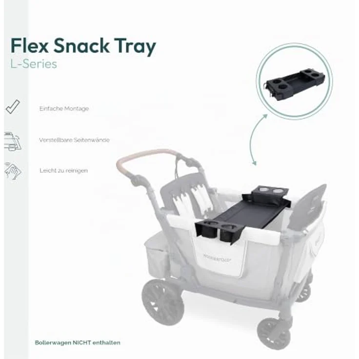 Wonderfold Flex Snack Tray für W und L Serie, Snacktablett mit umwandelbaren Getränkehaltern und anpassbaren Seitenwänden, schwarz – Bild 3
