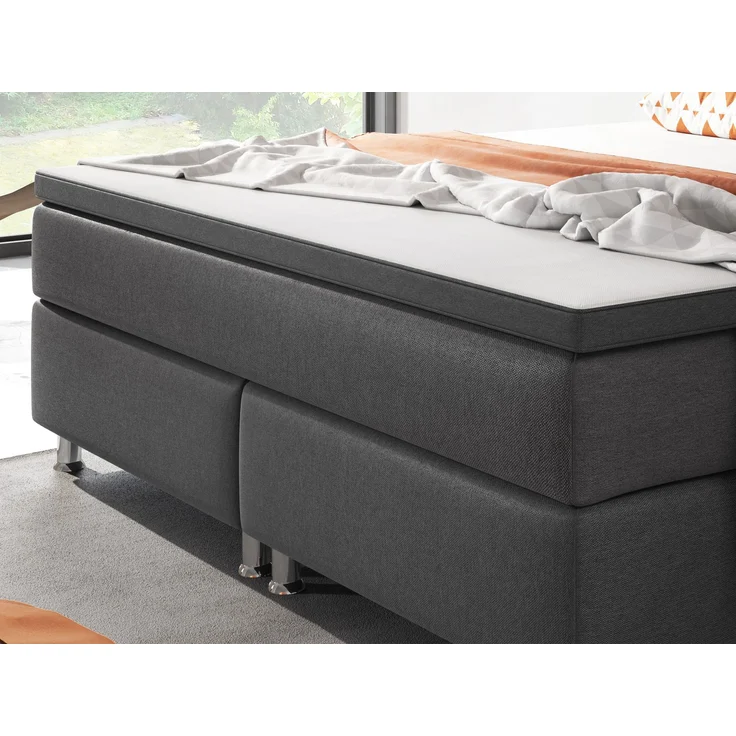 Boxspringbett Berlin 180x200 cm Webstoff Anthrazit – Bild 3