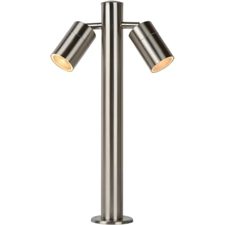 LUCIDE ARNE-LED Pollerleuchte, dreh- und kippbar, LED GU10-2x5W 2700K, IP44, Chrom Matt, Ø 6,3 cm – Bild 1