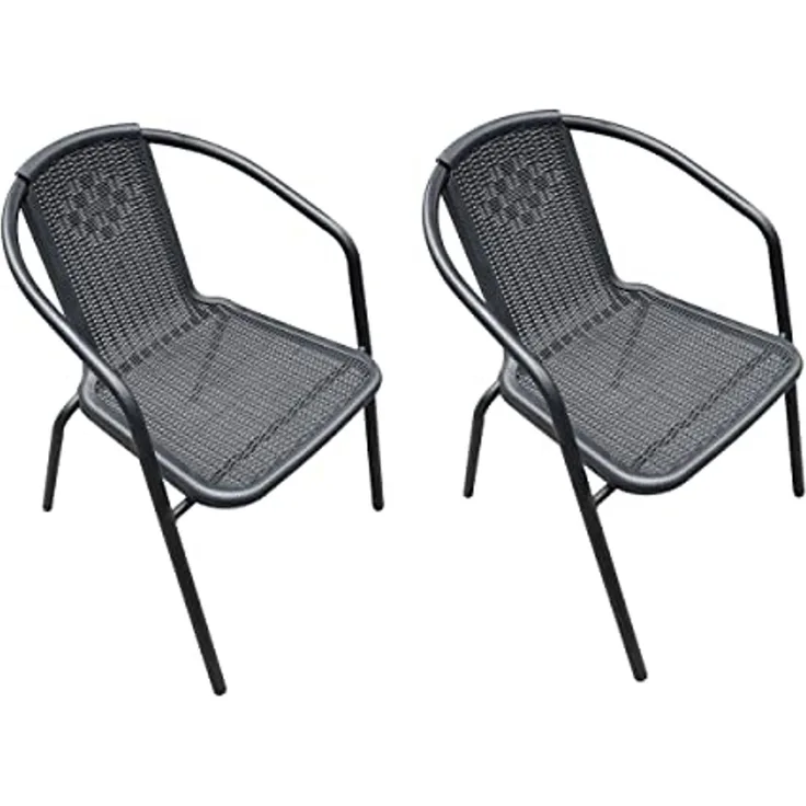 LC Garden Stapelstuhl Garvista Stapelstuhl 54x52x72cm schwarz Gartenstuhl Terassenstuhl, Pulverbeschichteter Stahl