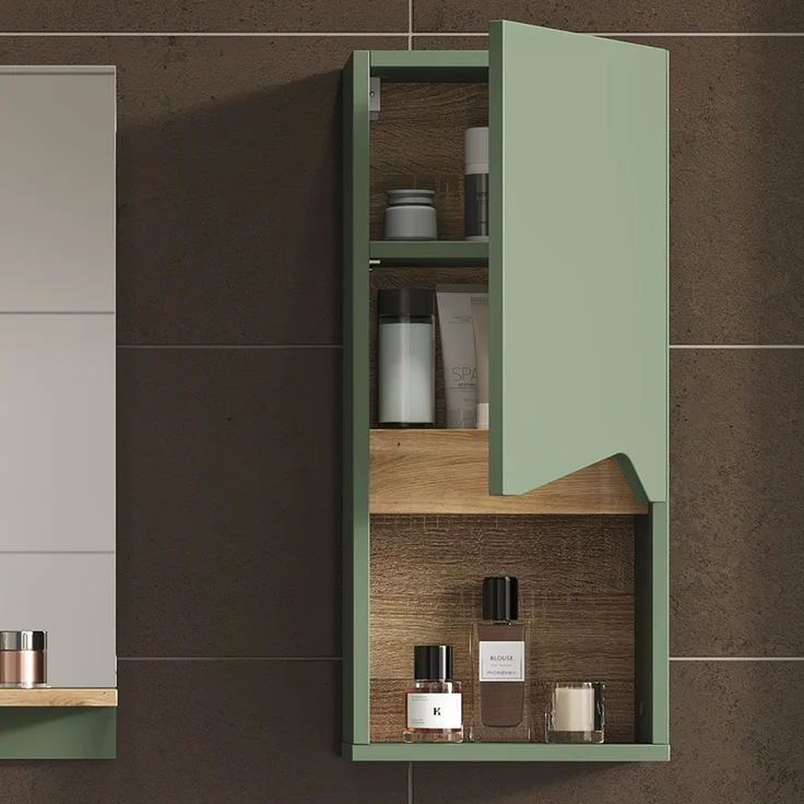 Badschrank Marelle Grün/Artisan 30 x 67 cm mit Tür und offenem Fach Vicco – Bild 4