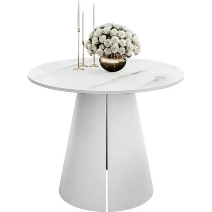 Lookway Esstisch LAVA Runder ausziehbarer Tisch mit Metallgestell (1x Tisch), Durchmesser: Ø 100 / 120 cm – Bild 4