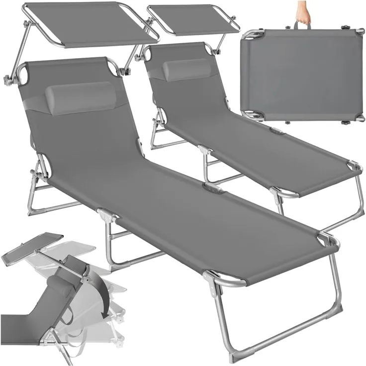 tectake Gartenliege 2er Set Gartenliege, Kombiset, 2 St, 2er, klappbar