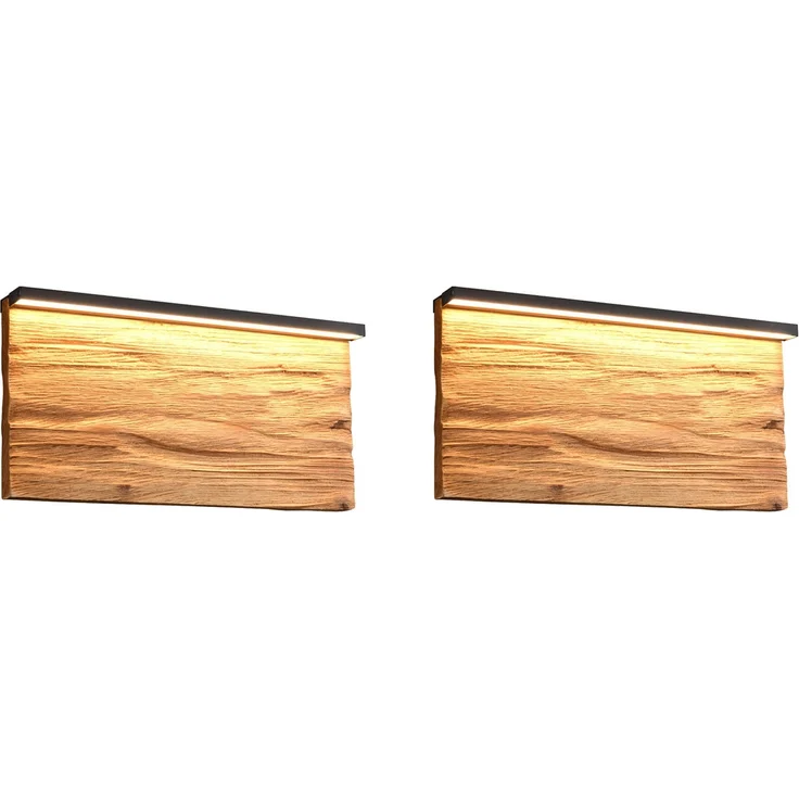 2er Set LED Wandleuchten aus Naturholz flach & dimmbar, Breite 30cm – Bild 2