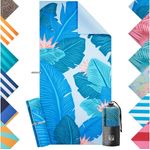 Blumtal Reisehandtuch Strandhandtuch 90x180 cm aus Mikrofaser - kompakt & schnelltrocknend, sandfrei mit Band - Mikrofaser Handtuch groß mit Wellen-Muster