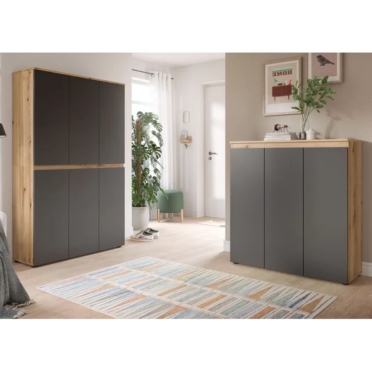 Mehrzweckschrank Assino in grau und Eiche 105x175 cm – Bild 6