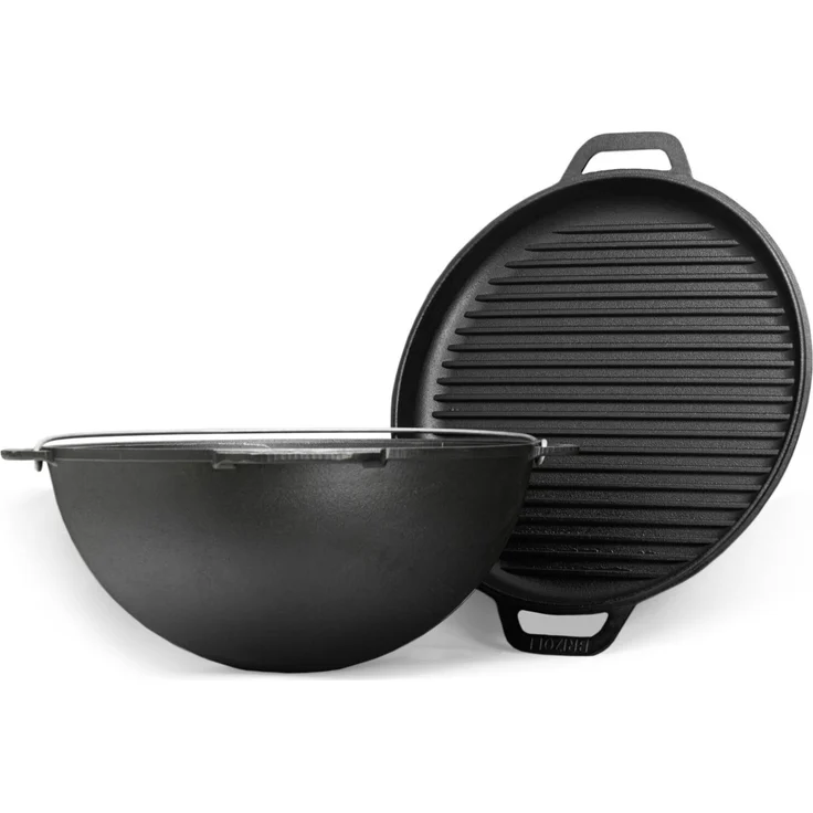 15L Kazan Schwenktopf Gusseisen Kasan DeckelGrillpfanne Grill Campingtopf Kessel – Bild 1