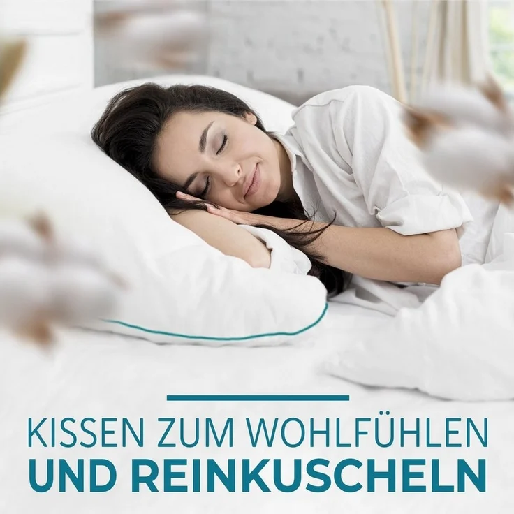 KNERST Kopfkissen Kopfkissen Fitform Technologie 100% Polyester, Füllung: FitForm Technologie – 100% Polyester, ergonomisches Schlafkissen ideal für jede Schlafposition, Kissen mit eleganter, grüner Biese – Bild 3