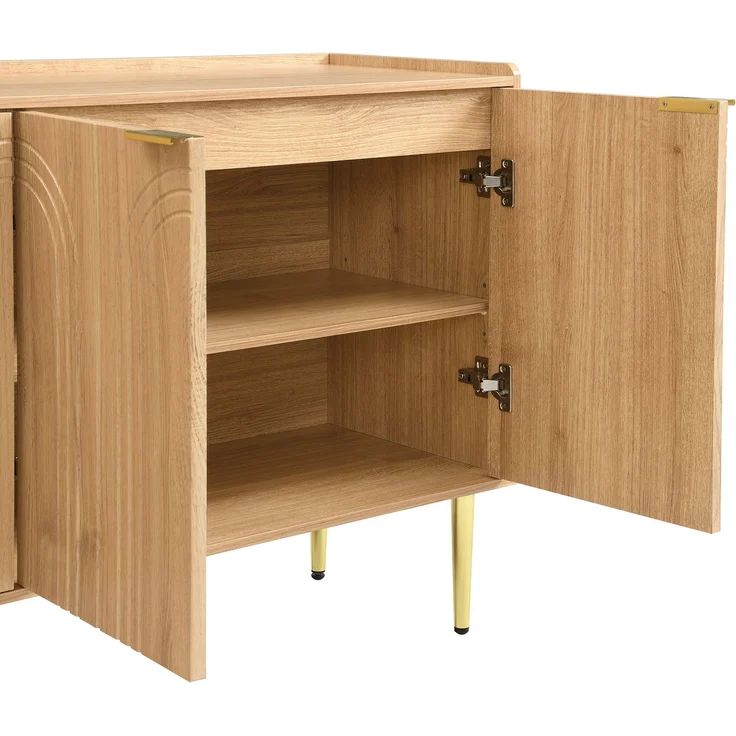ZUBALIYA Sideboard 140x38x75 cm, aus MDF, Natur – Bild 21