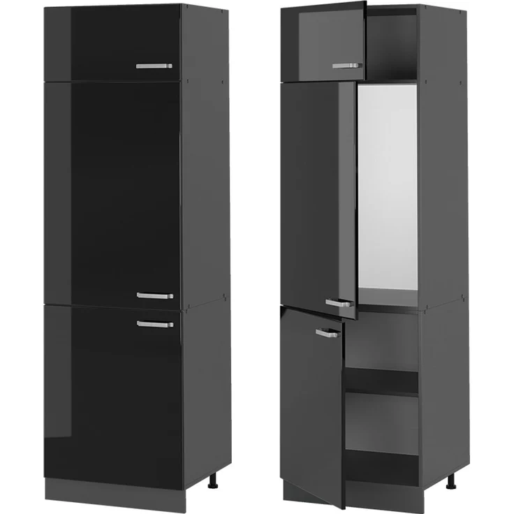 Kühlumbauschrank R-Line Schwarz Hochglanz 60 cm Vicco – Bild 5