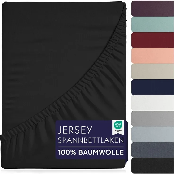 BRB HOME Spannbettlaken Spannbetttuch Jersey Baumwolle für Topper Boxspringbett, Baumwolle, Gummizug: Rundum, (1 Stück), Matratzen bis 27 cm Höhe, OEKO TEX Standard 100, Jersey Spannbetttuch