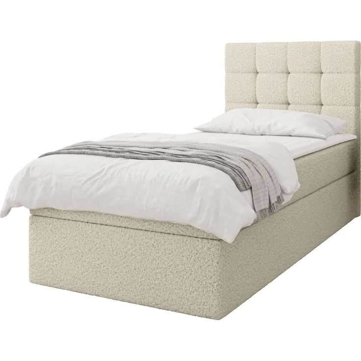 Boxspringbett Gazel Single Boucle (Farbe: Lambi 08, Größe: 90 x 200)