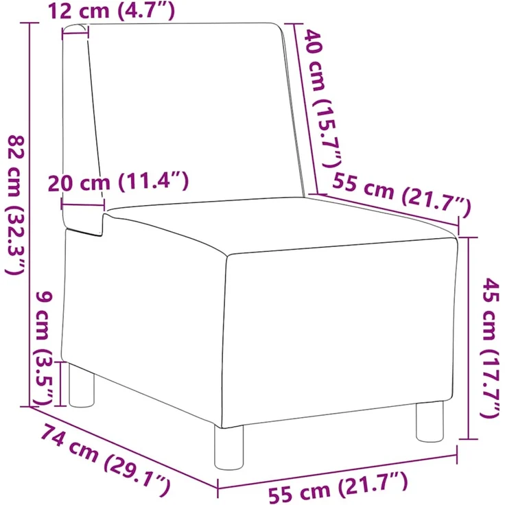 vidaXL Modulares Sofa ohne Armlehnen Gelb 55 cm Samt 4108486 – Bild 9