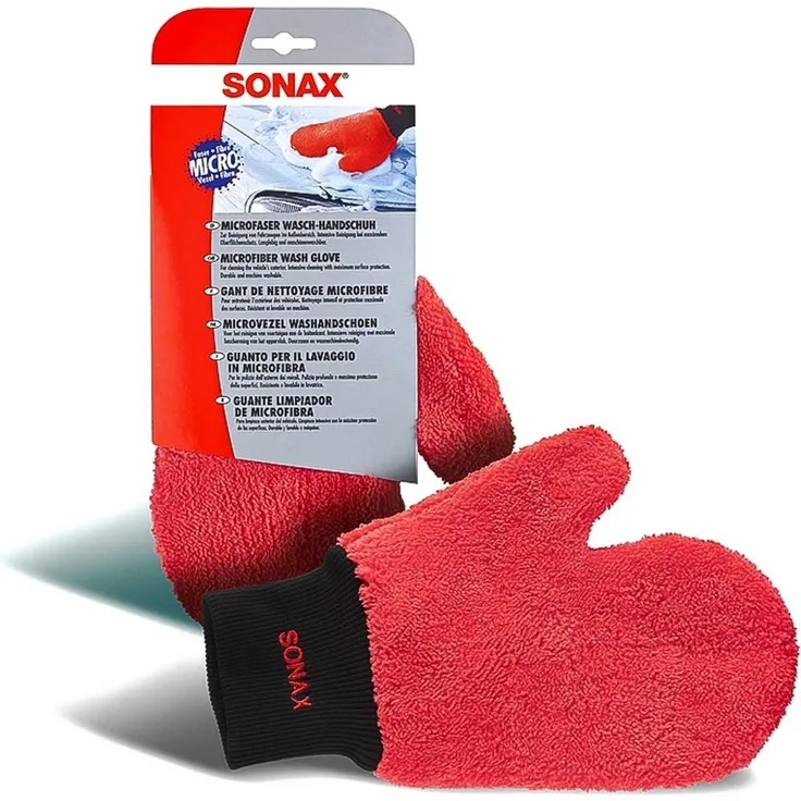 Sonax Waschhandschuh Auto Microfaser Wasch-Handschuh, (schonende Reinigung von Lack, Glas oder Kunststoffoberflächen), Auto Reinigung Waschhandschuh