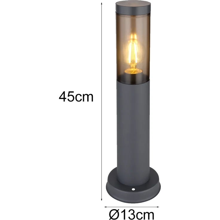 LED Sockelleuchte aus Edelstahl in Anthrazit & Rauchfarben, Höhe 45cm – Bild 4