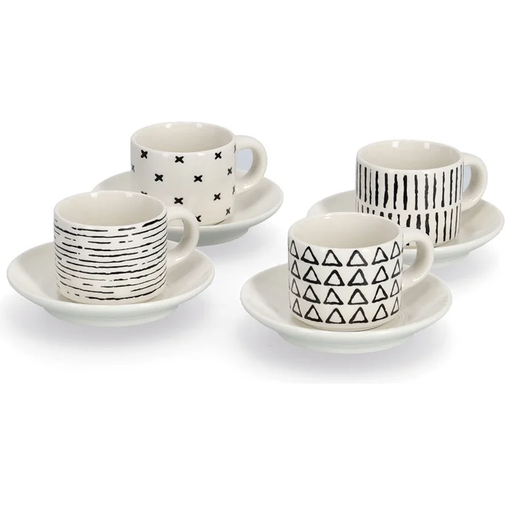 ZELLER 26537 Espresso-Set SCHWARZ/WEISS, 8-tlg, Porzellan – Bild 1