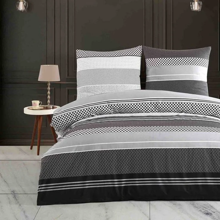 Buymax Bettwäsche, Renforcé, 2 teilig, Bettbezug-Set 135x200 cm 100% Baumwolle mit Reißverschluss, Streifen – Bild 4