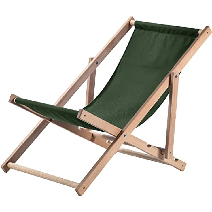 Kadax Holzliegestuhl, klappbar, Dunkelgrün, Buchenholz, 53x78 cm, robust und UV-beständig, bis 120 kg tragbar – Bild 1