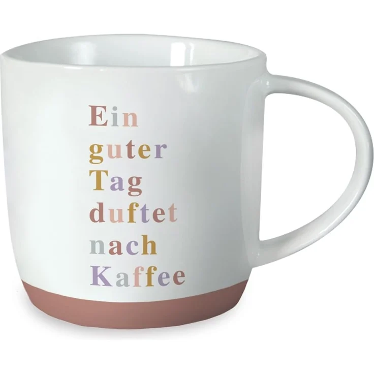 Grafik-Werkstatt Kaffeetasse - Ein guter Tag - aus Porzellan, 300 ml | Kaffeebecher mit Spruch oder Smiley-Motiv – lebensmittelecht, spülmaschinen- und mikrowellengeeignet