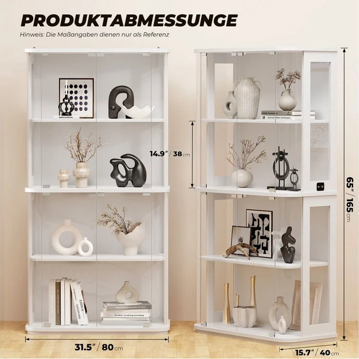 BROTTAR Glasvitrine im Runddesign 4 Ebenen mit LED Beleuchtung & Sensor (1-St) Vitrine für Figuren und Sammlungen – Bild 4
