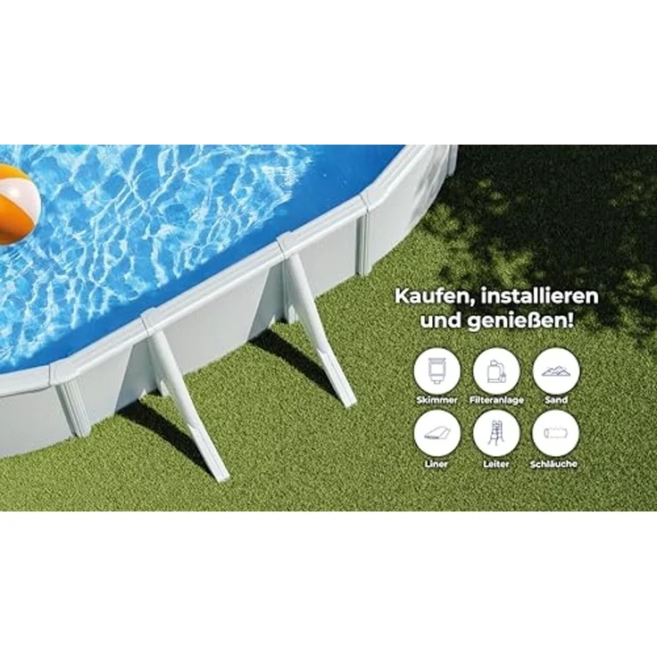 Stahlwandpool oval L500 × B300 × H120 cm – Großes Pool Komplett-Set für Familien – Bild 5