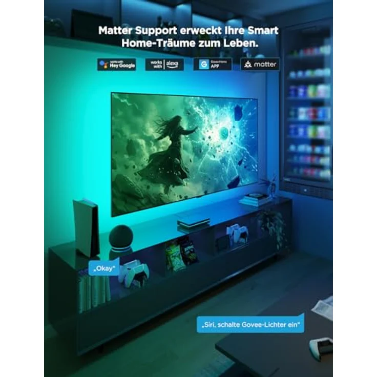 Govee HDMI 2.1 Sync Box Kit 2, TV Hintergrundbeleuchtung, AI Sync Box, RGBIC LED Strip für 55-65 Zoll Fernseher, Matter Unterstützung – Bild 5