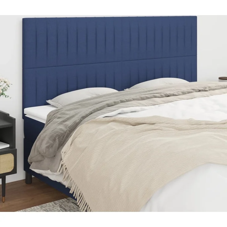 vidaXL Kopfteile 4 Stk. Blau 90 x 5 x 78/88 cm Stoff 3116590 – Bild 1