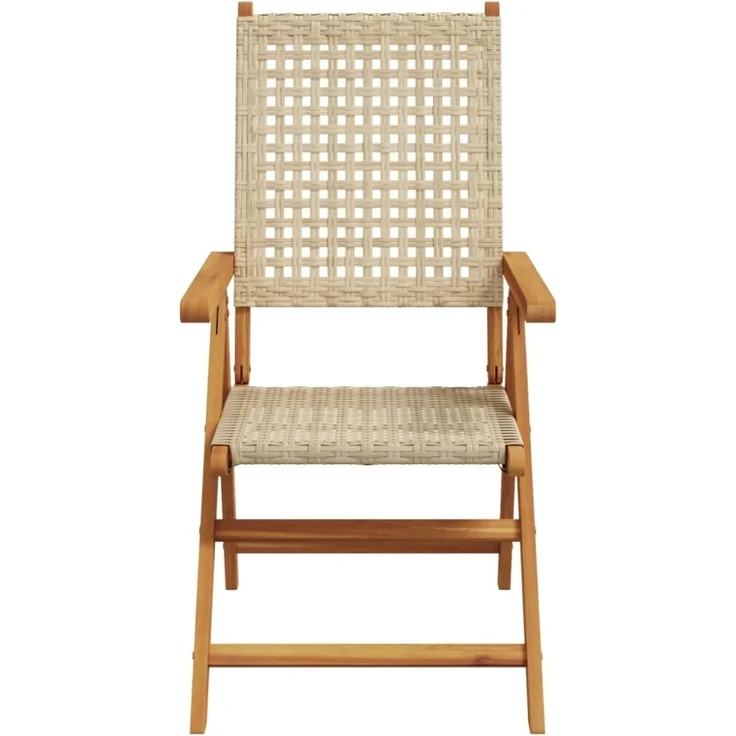 vidaXL Gartenstühle 2 Stk. Beige Massivholz Akazie und Poly Rattan 367653 – Bild 2