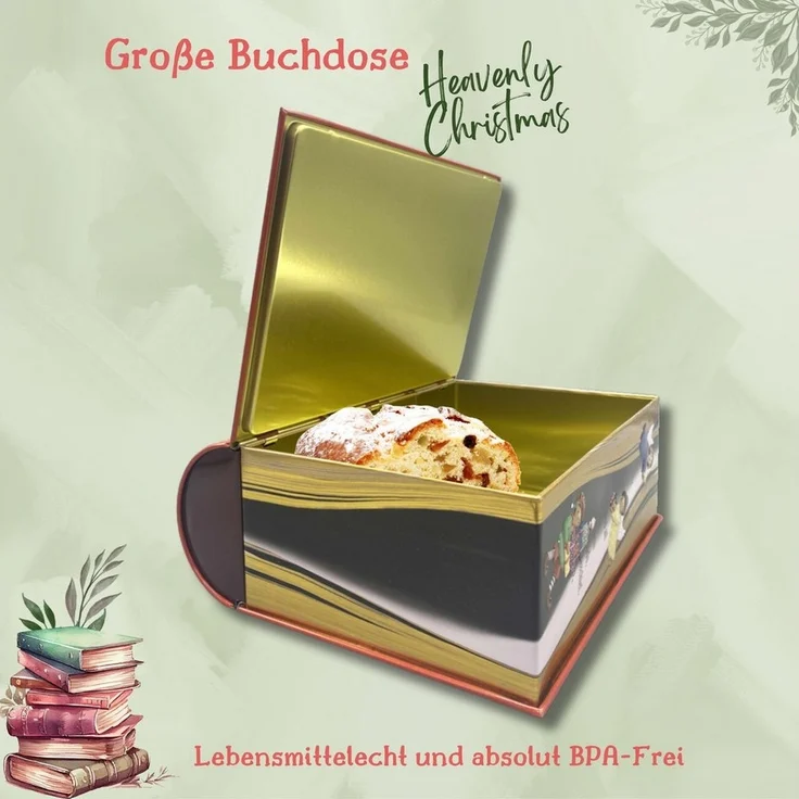 MediMuc Keksdose Große Buchdose Heavenly Christmas, Metall – Bild 2
