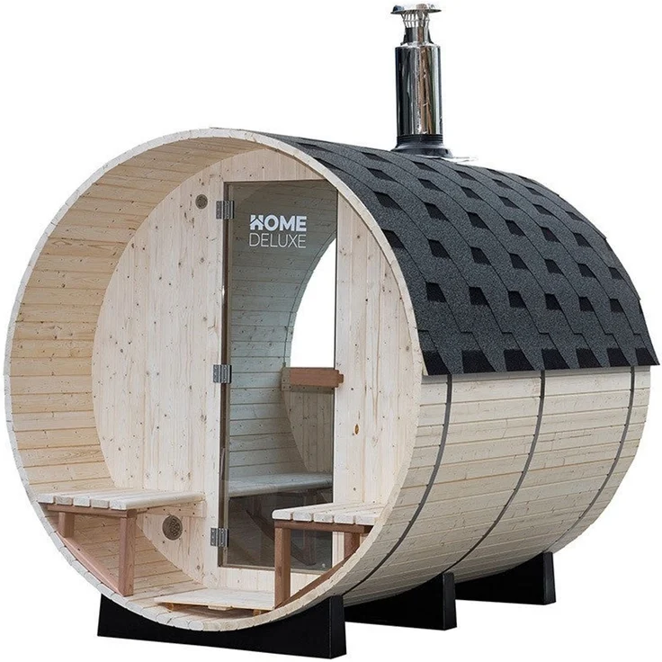 XXL Luxus Outdoor Fasssauna 210x240 cm SET Sauna inkl. Holzofen 4-6 Pers. – Bild 2