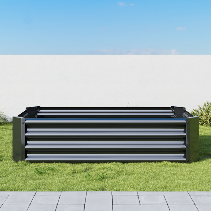 Homerecommend Hochbeet 120x60x30 cm, Gartenbett und Pflanzenkasten aus verzinktem Stahl, für Gemüse und Kräuter, Silber – Bild 4