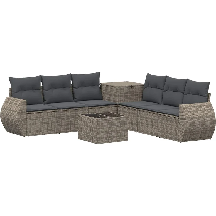 vidaXL Sofa Set 8 stk. Grau und Dunkelgrau Polyrattan und Stahl 3448438 – Bild 2