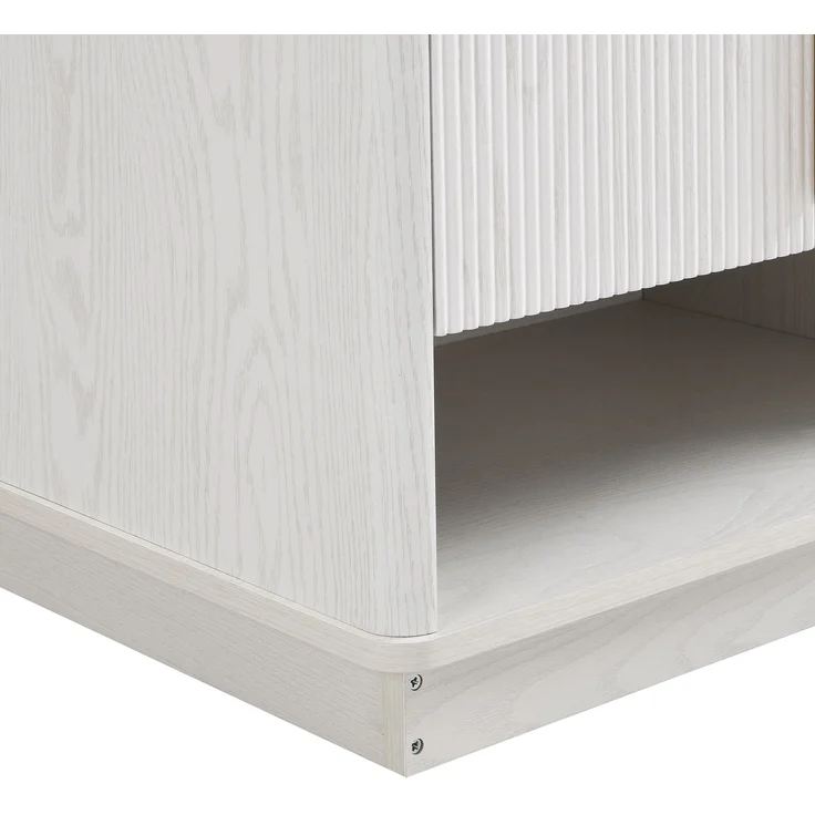 Schuhschrank 60 cm in weißer Holzoptik, mit goldfarbenen Griffen, 2 Türen, verstellbaren Böden und offenem Fach – Bild 10