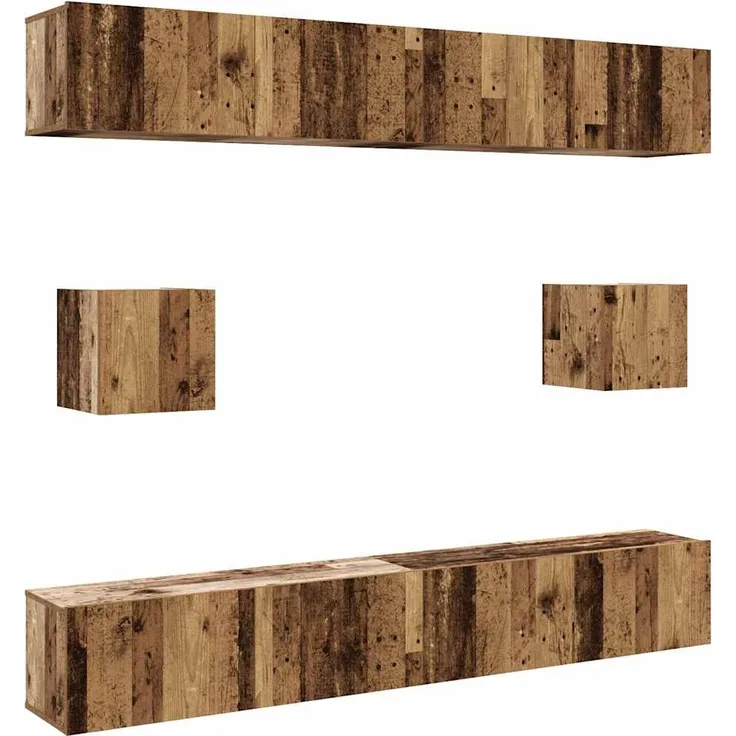vidaXL 6-tlg. TV-Schrank-Set Wandmontage Altholz-Optik Holzwerkstoff 3328991