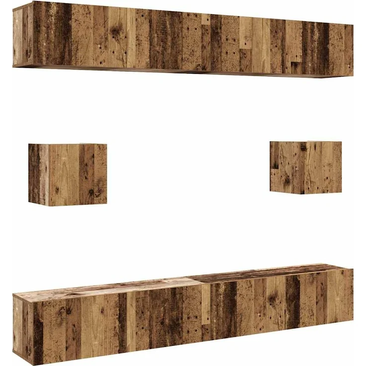vidaXL 6-tlg. TV-Schrank-Set Wandmontage Altholz-Optik Holzwerkstoff 3328991 – Bild 1