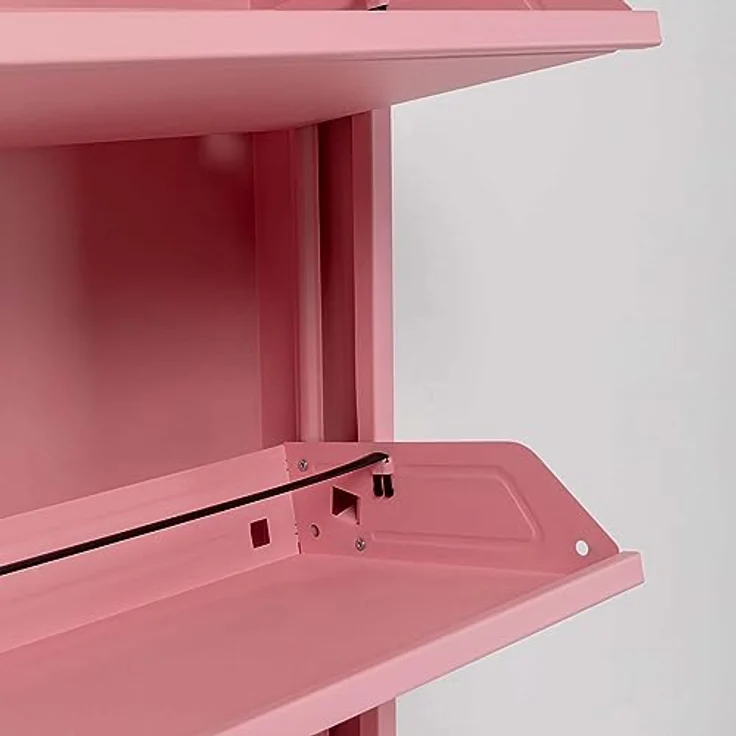 Kare Design Schuhschrank Caruso, Rosa, Stahl, mit 5 Klappen, Schuhablage für 10 Paar Schuhe, schmal, platzsparend, hoch, Schuhregal, Eingangsbereich, 170 x 50 x 15 cm (H/B/T) – Bild 4