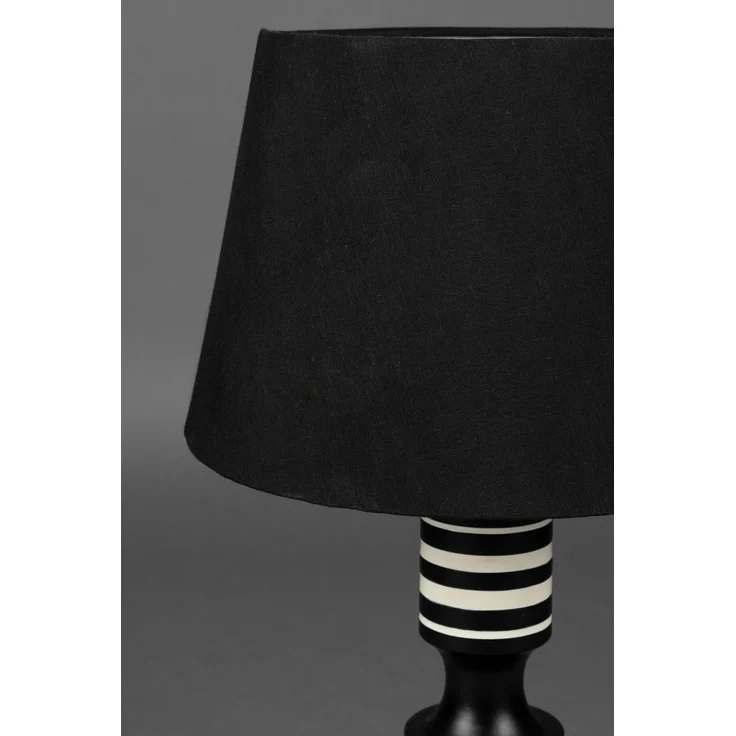 DutchBone Tischlampe Virgil im Vintage-Look, Schwarz mit Leinenschirm 31x31x60 cm – Bild 3